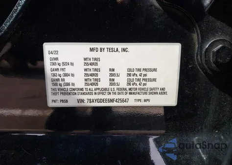 2022 Tesla Model Y Long Range Dual Motor All-Wheel Drive from USA, damaged, VIN 7SAYGDEE6NF425647